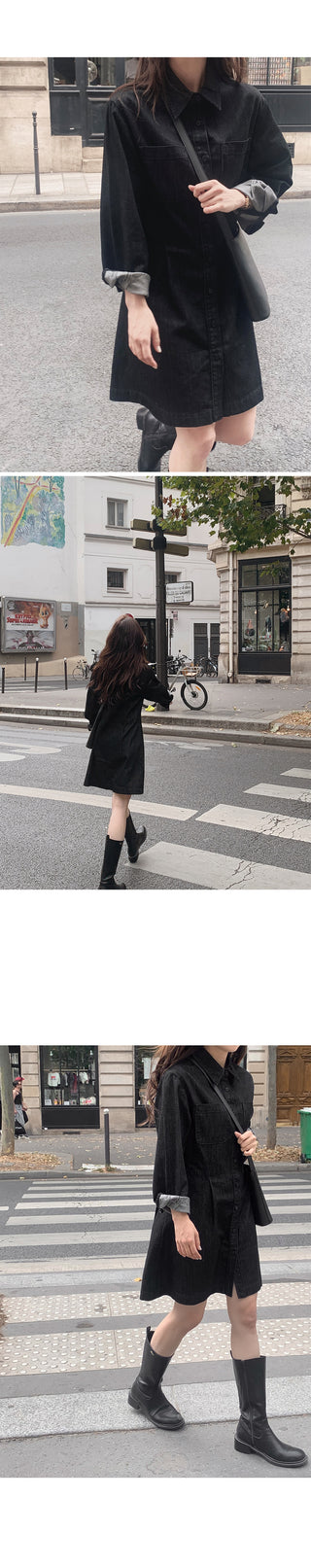 Low Denim Jacket Dress - One Color