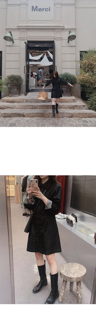 Low Denim Jacket Dress - One Color