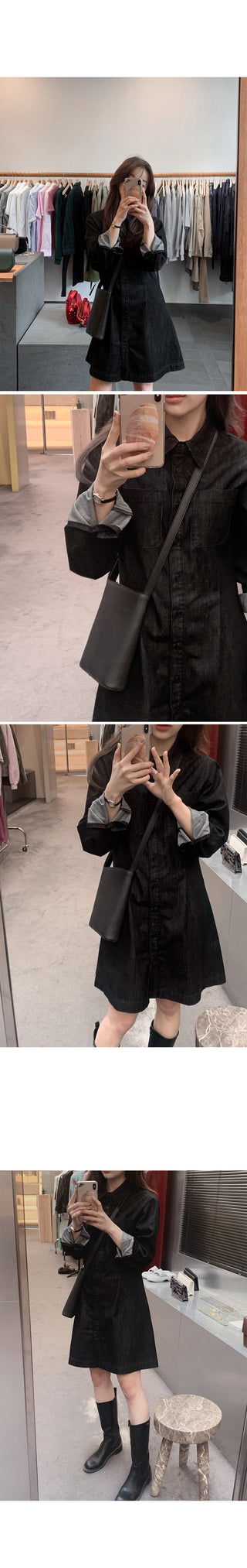 Low Denim Jacket Dress - One Color