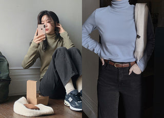 (Slim Fit/Basic Fit) Turtleneck T-Shirt - 7 Colors