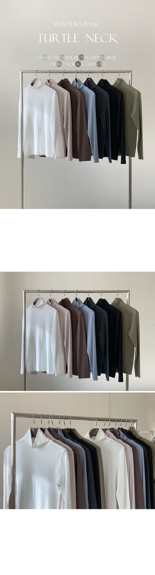 (Slim Fit/Basic Fit) Turtleneck T-Shirt - 7 Colors