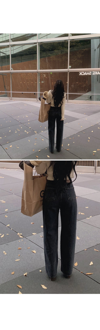 (basic/long) Fleece-lined wide-leg denim pants - 4 sizes