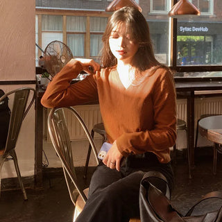 (U/V neck) wool knit - 6 colors