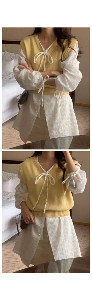 V-neck knit vest (9 colors)