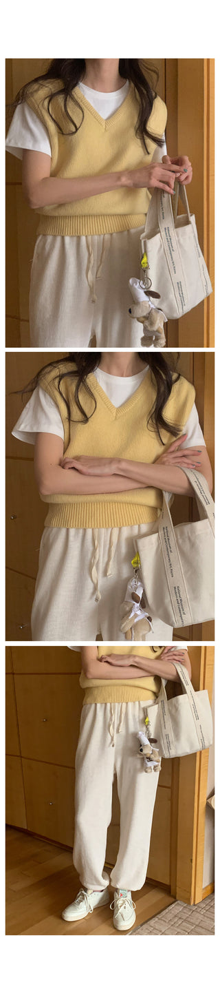 V-neck knit vest (9 colors)