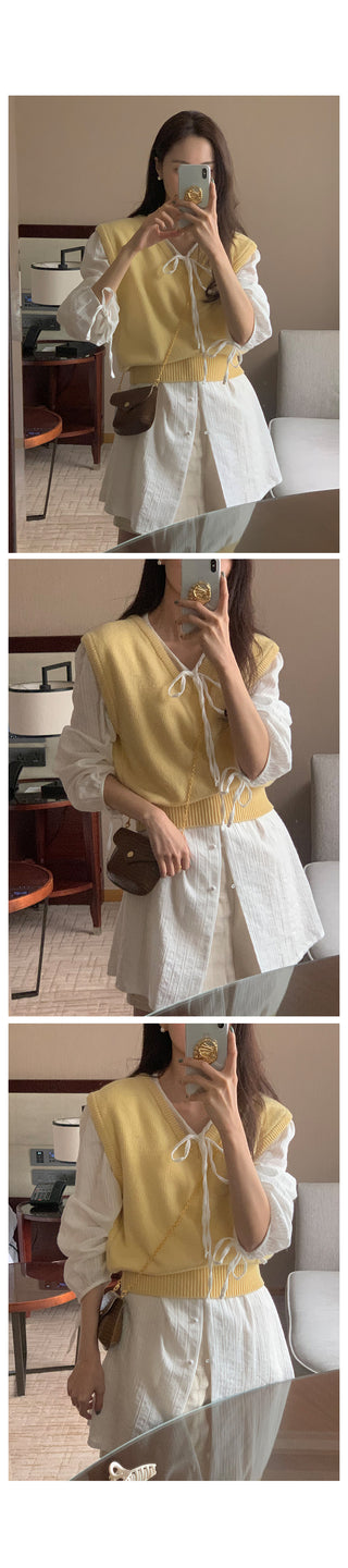 V-neck knit vest (9 colors)