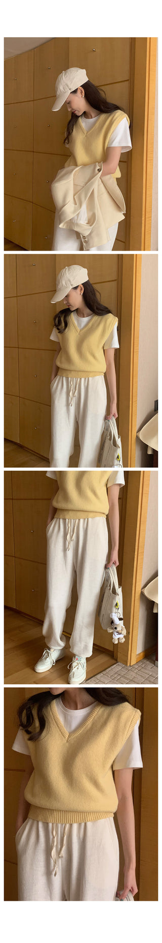 V-neck knit vest (9 colors)