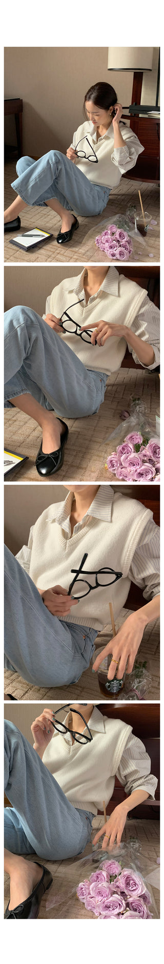 V-neck knit vest (9 colors)