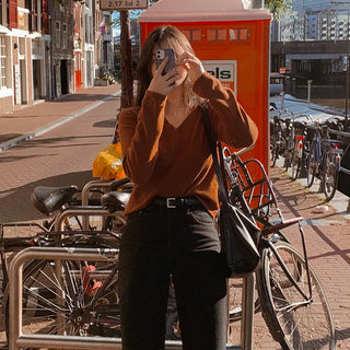 (U/V neck) wool knit - 6 colors
