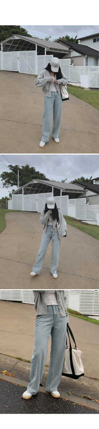 (basic/long) Wide Light Denim Pants - 4 sizes