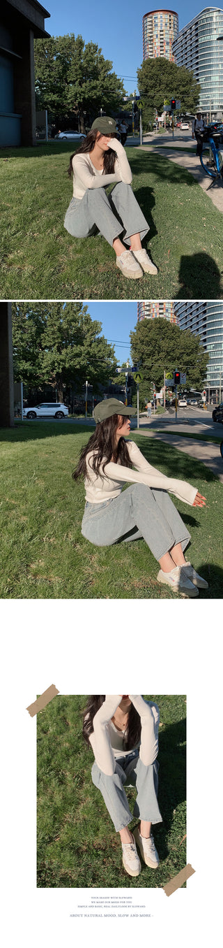 (basic/long) Wide Light Denim Pants - 4 sizes