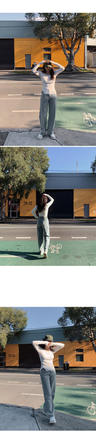 (basic/long) Wide Light Denim Pants - 4 sizes
