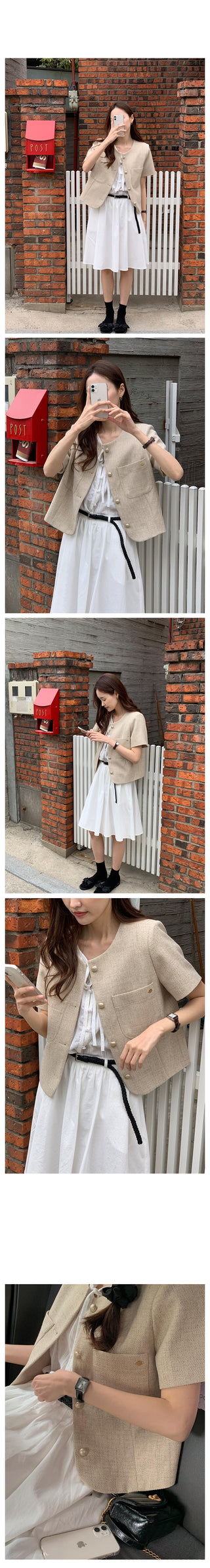 Serene Tweed Short-Sleeve Jacket (2 colors)