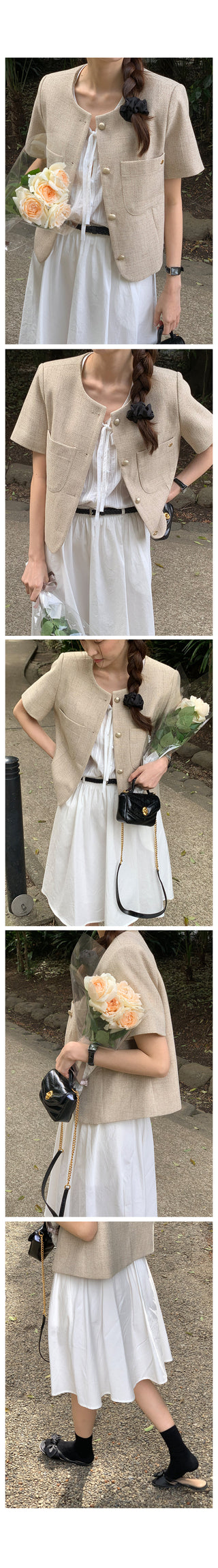 Serene Tweed Short-Sleeve Jacket (2 colors)