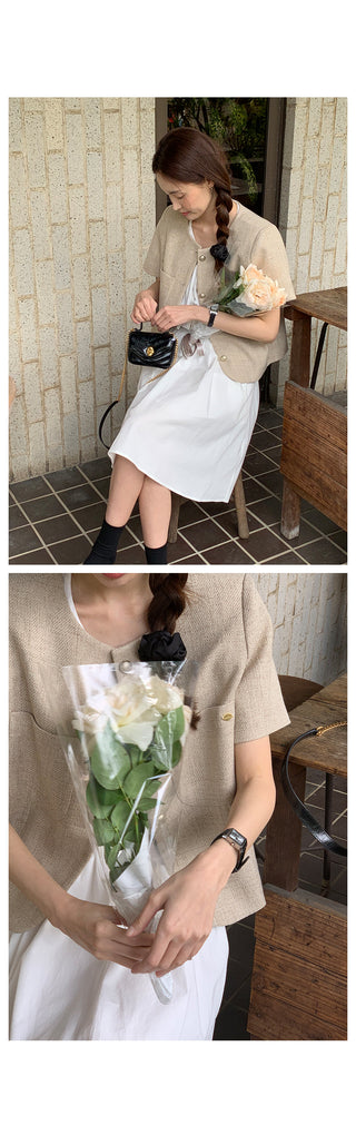 Serene Tweed Short-Sleeve Jacket (2 colors)