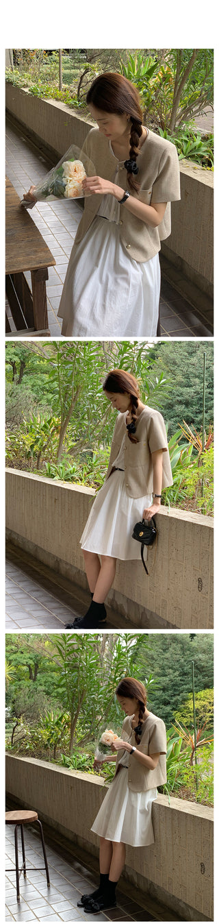 Serene Tweed Short-Sleeve Jacket (2 colors)