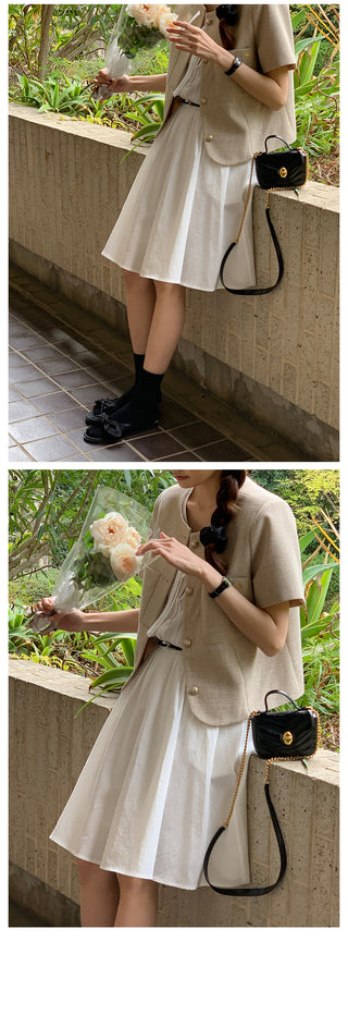 Serene Tweed Short-Sleeve Jacket (2 colors)