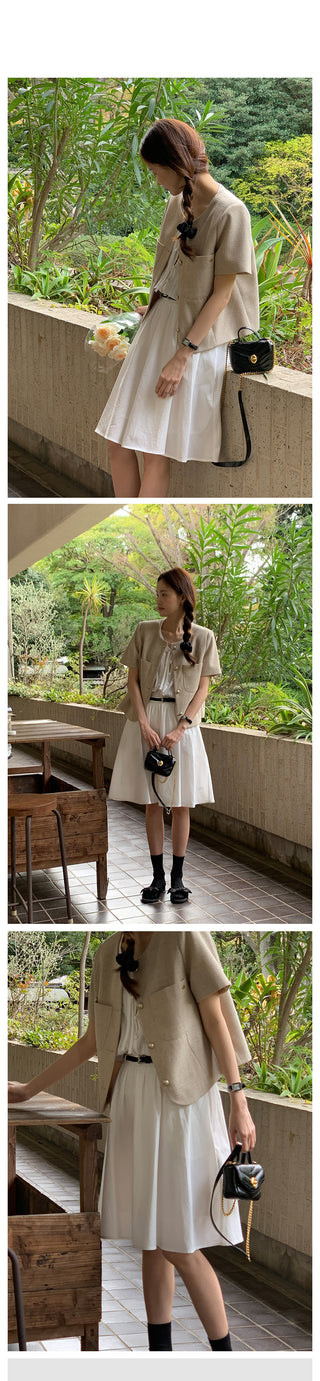 Serene Tweed Short-Sleeve Jacket (2 colors)