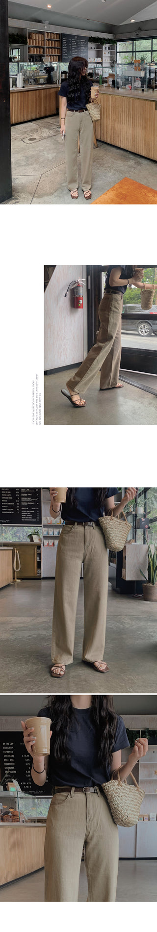 (basic/long) Mute Tone Shirring Denim Pants - 4 sizes