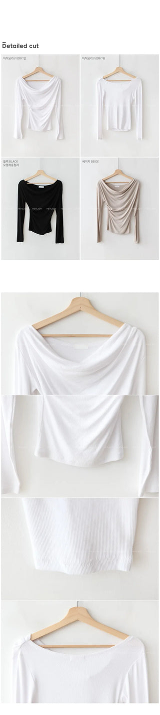 Drape long-sleeved T-shirt