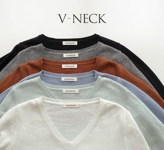 (U/V neck) wool knit - 6 colors