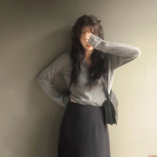 (U/V neck) wool knit - 6 colors