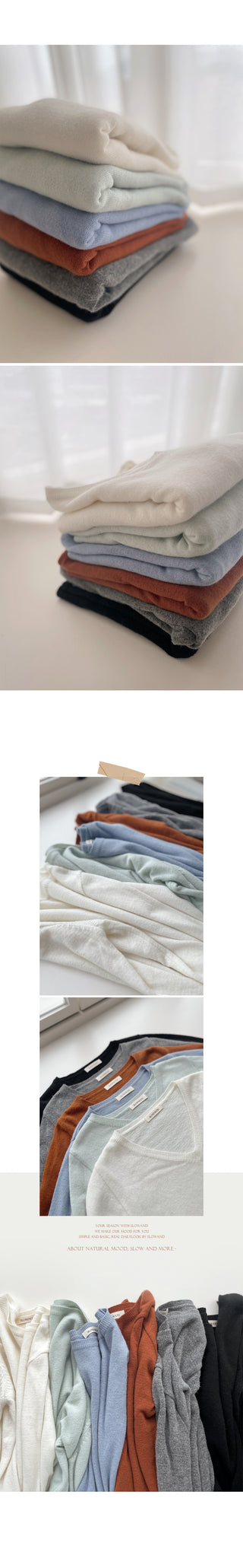 (U/V neck) wool knit - 6 colors