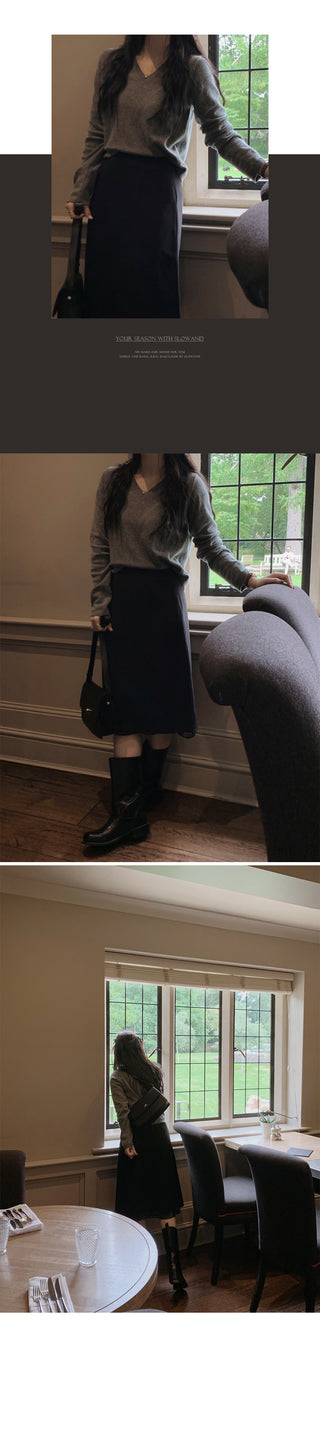 (U/V neck) wool knit - 6 colors