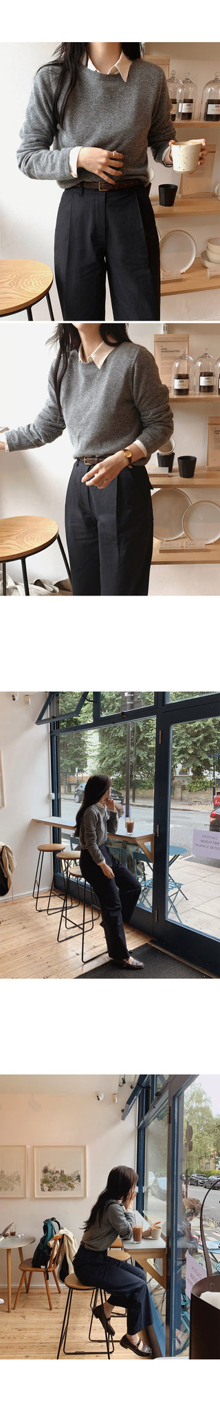 (U/V neck) wool knit - 6 colors