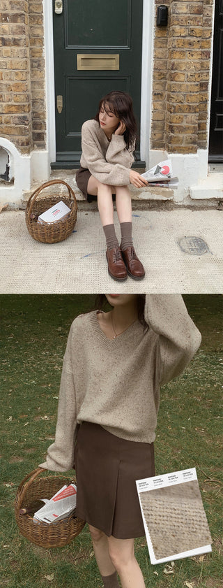 (Over 10,000 sold) V-neck knit - 5 colors