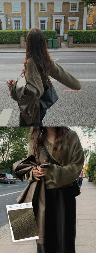 (Over 10,000 sold) V-neck knit - 5 colors