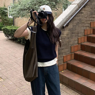 #LENTO. Cracker Leather Shoulder Bag