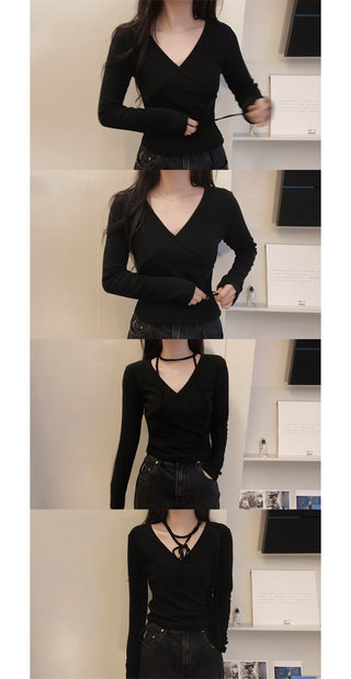 Slim-fit brushed-back wrap T-shirt - 4 colors