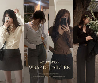 Slim-fit brushed-back wrap T-shirt - 4 colors