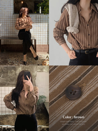 Brushed-back striped shirt - 2 colors