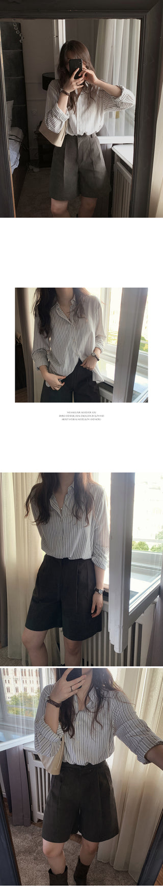 Brushed-back striped shirt - 2 colors