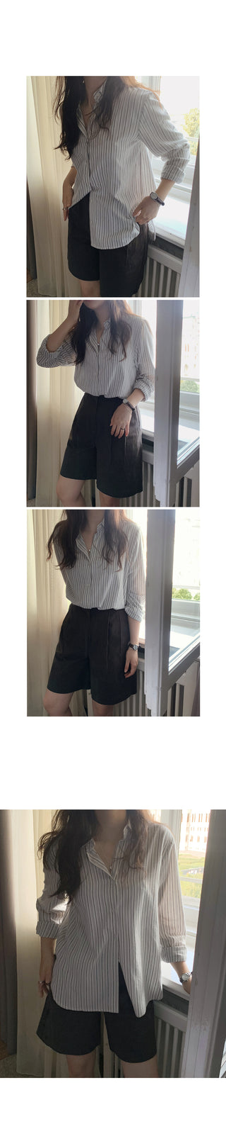 Brushed-back striped shirt - 2 colors