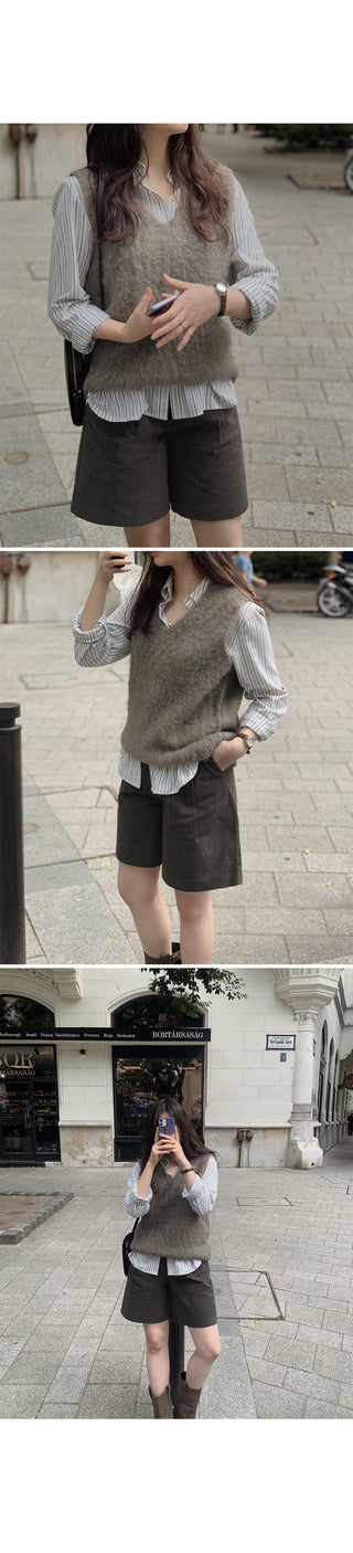 Brushed-back striped shirt - 2 colors