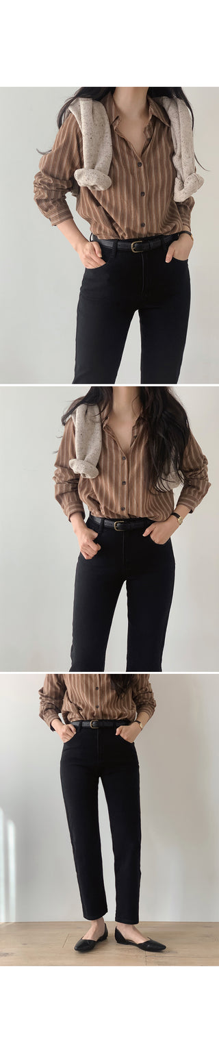 Brushed-back striped shirt - 2 colors