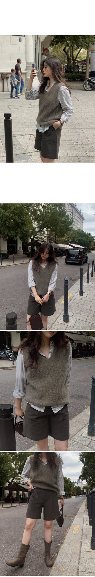 Brushed-back striped shirt - 2 colors