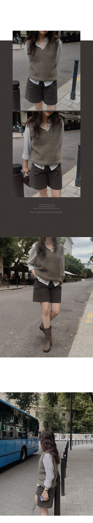 Brushed-back striped shirt - 2 colors