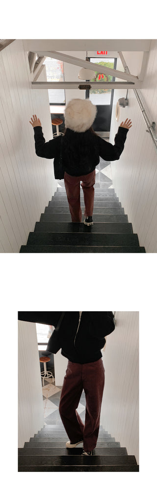 (basic/long) Fleece-lined denim pants - 4 sizes