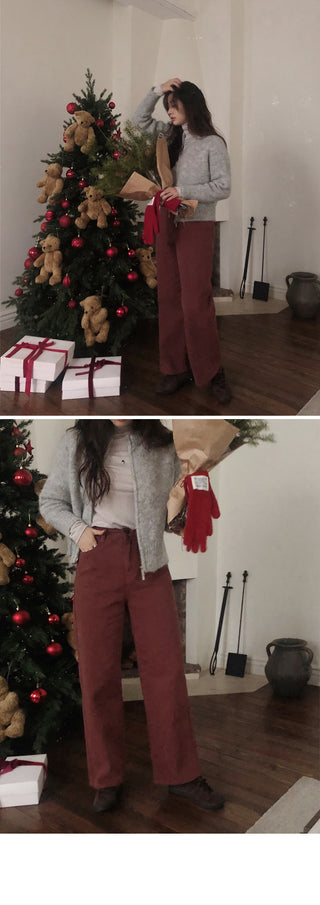 (basic/long) Fleece-lined denim pants - 4 sizes