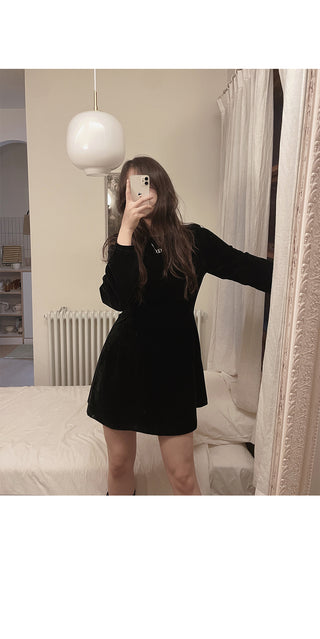 Black velvet flared dress - 2 sizes