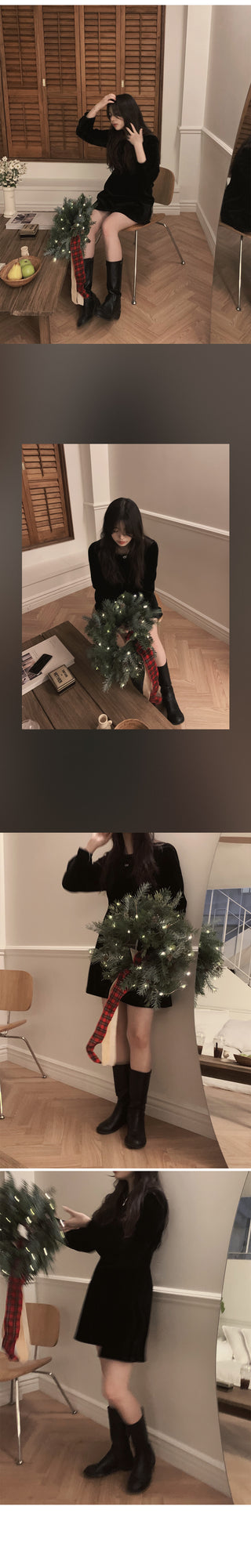 Black velvet flared dress - 2 sizes
