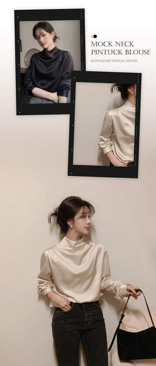 Mock neck blouse - 2 colors