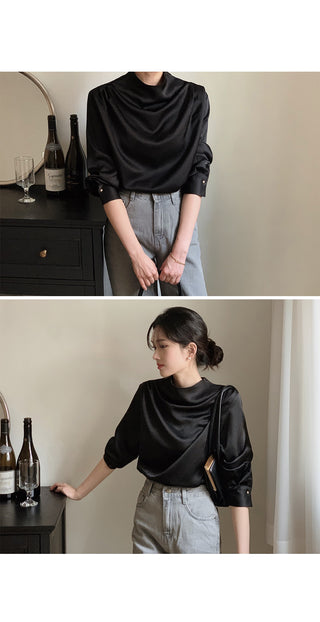 Mock neck blouse - 2 colors