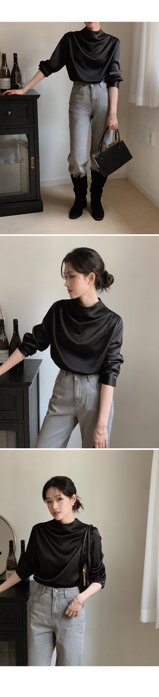 Mock neck blouse - 2 colors