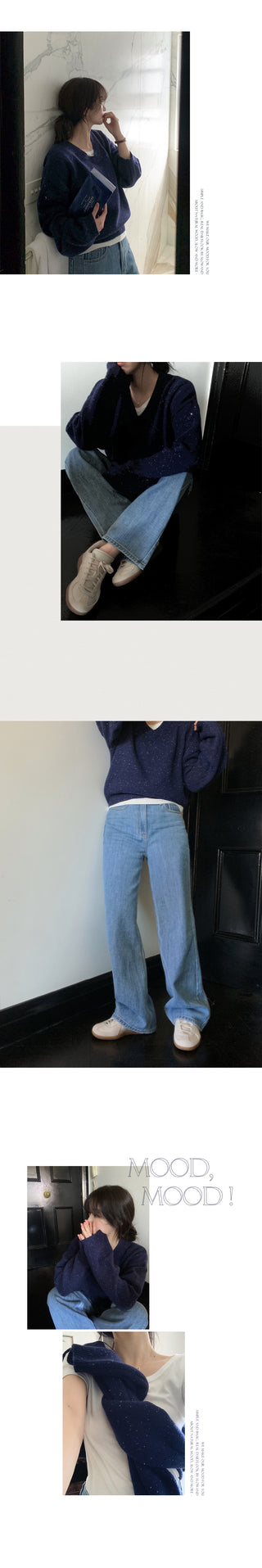 (Over 10,000 sold) V-neck knit - 5 colors