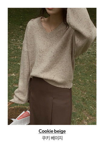 (Over 10,000 sold) V-neck knit - 5 colors